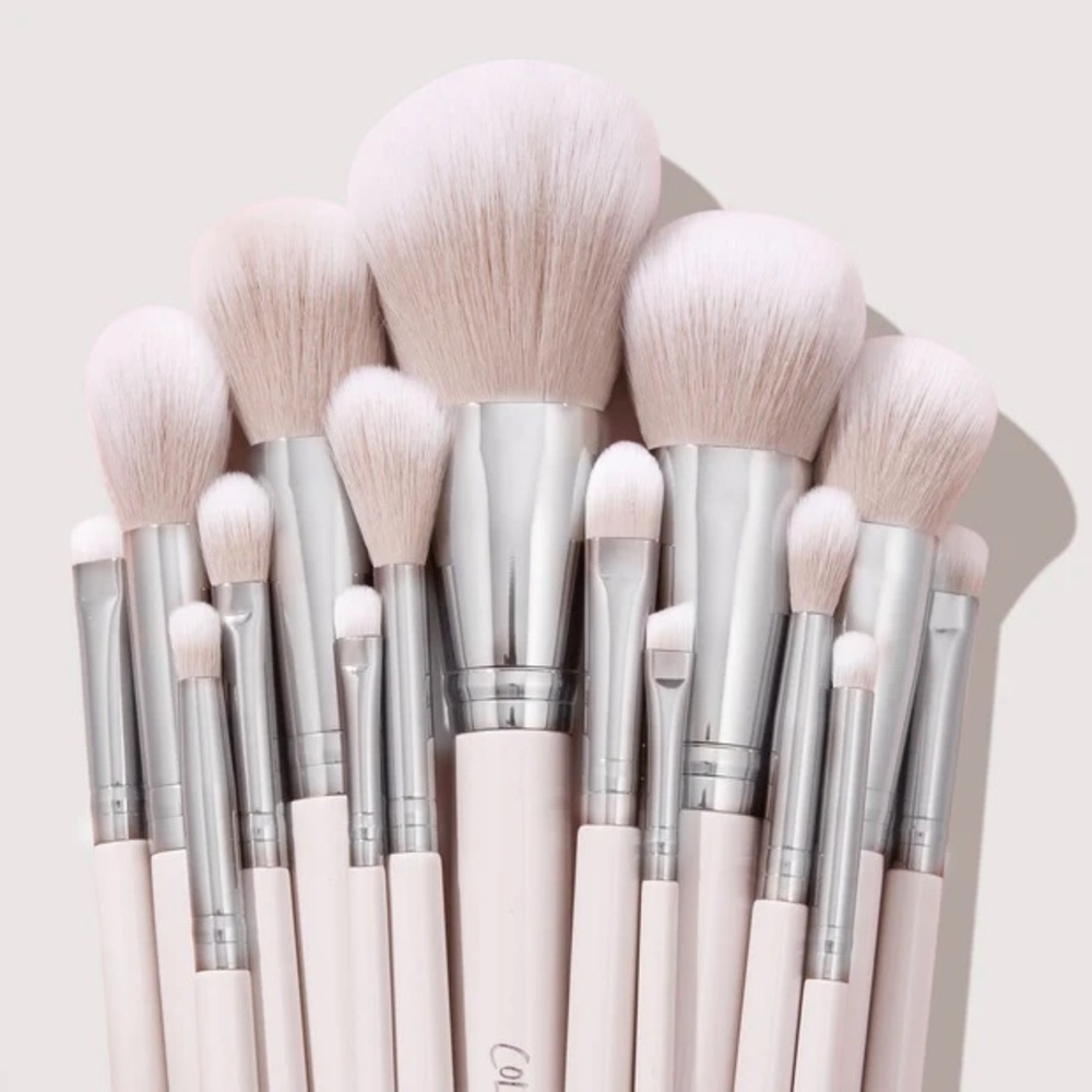 Color Pop Cream Face and Eye Makeup Brushes Set Hardly Used.